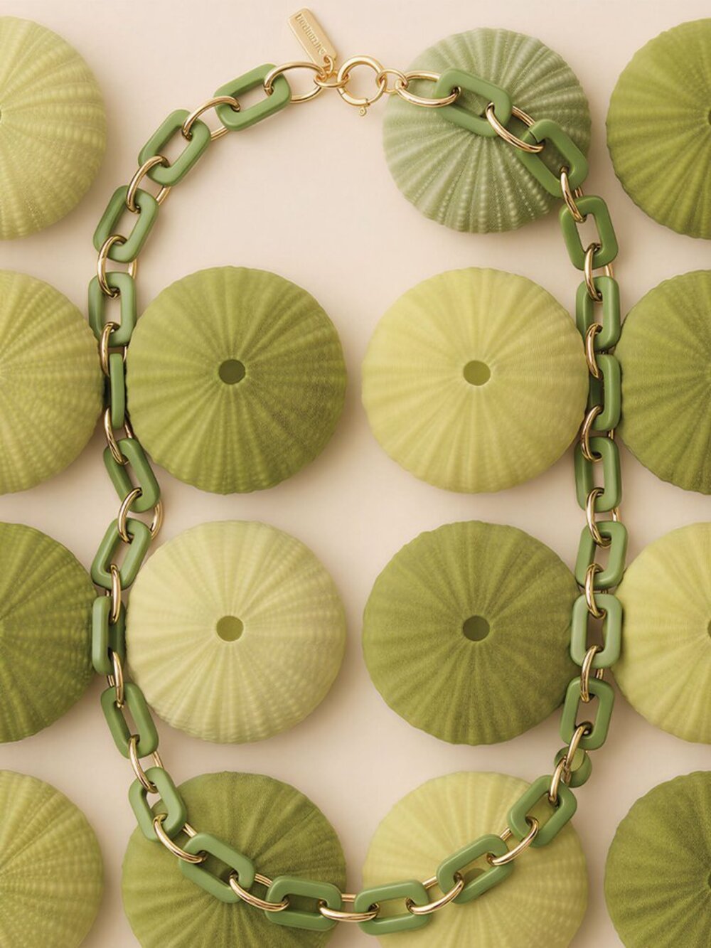 J McLaughlin Chain Link Necklace - Green/Gold NEW